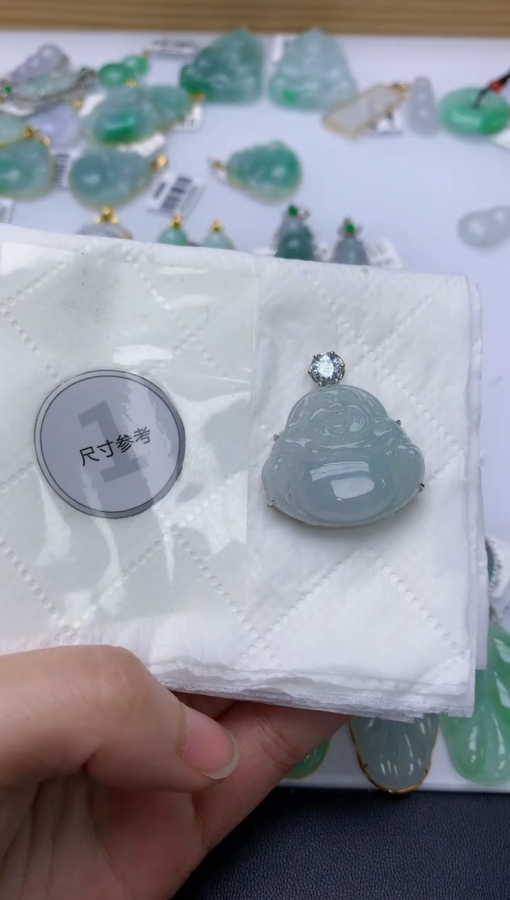 颈饰银S925镶嵌翡翠天然A货