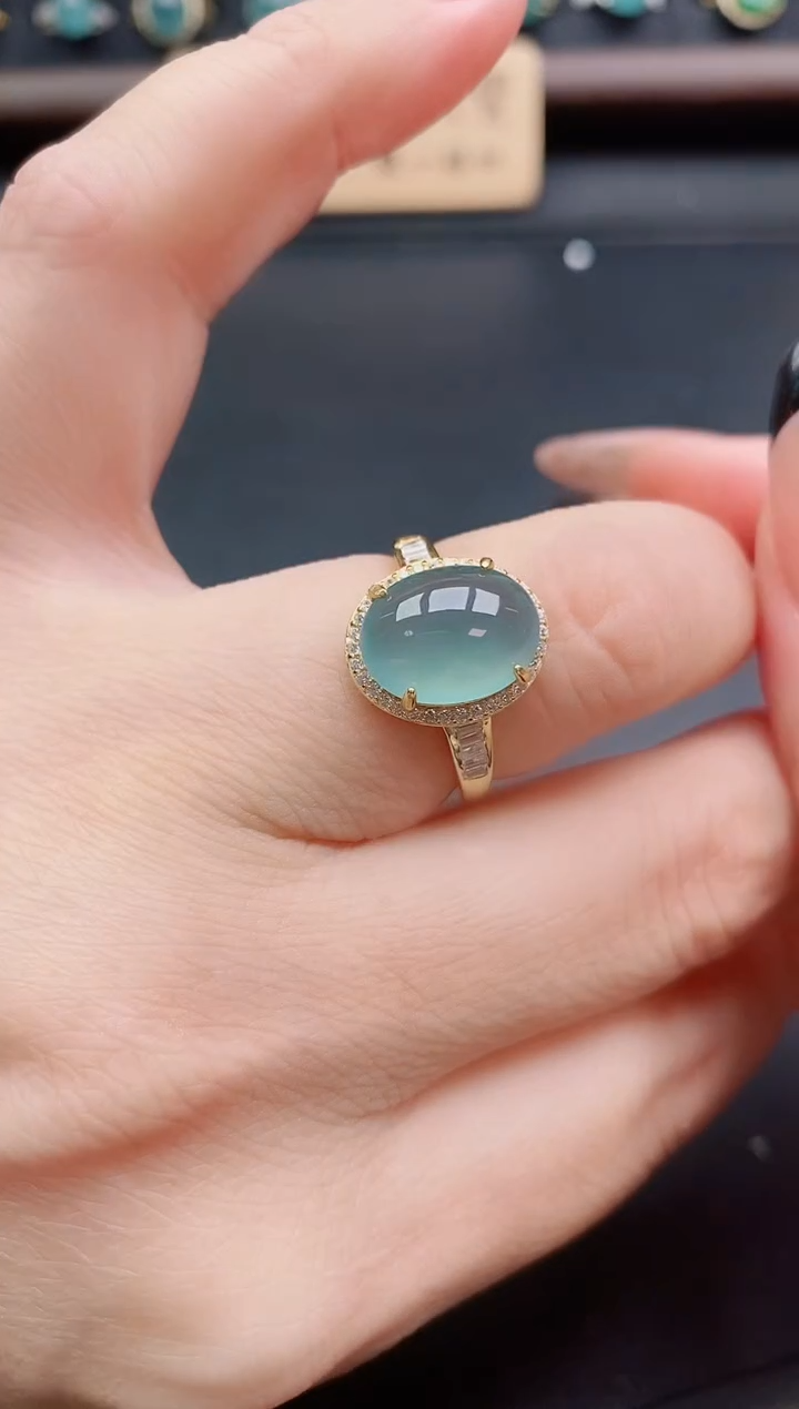 银S925镶嵌戒指翡翠1