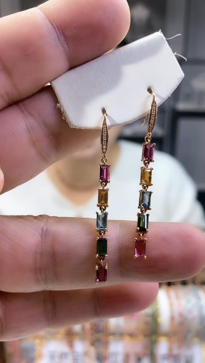 银S925镶嵌耳钩碧玺1556561556156