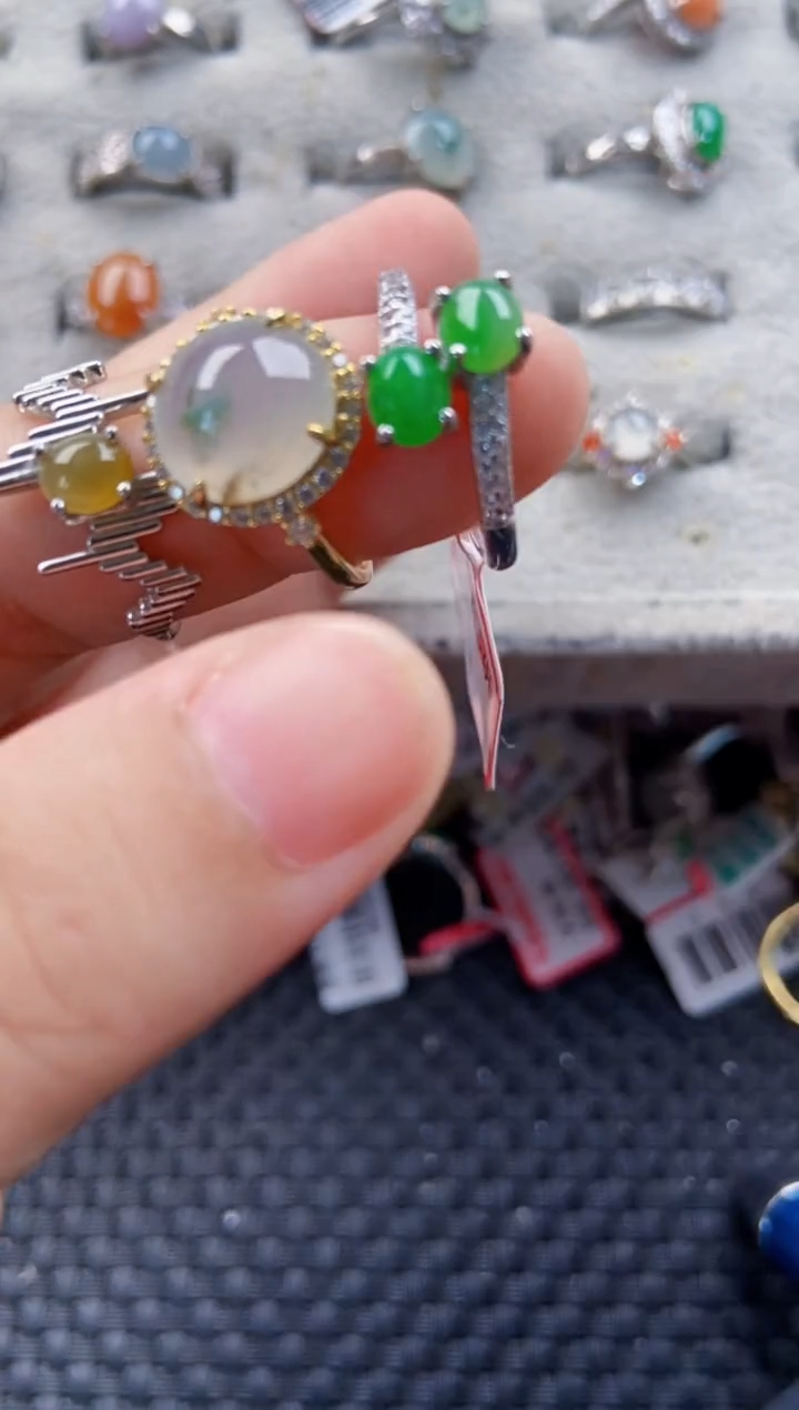 翡翠戒指银S925镶嵌111--------1