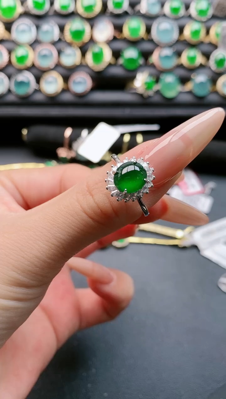 【闪购商品】翡翠戒指银S925镶嵌111111