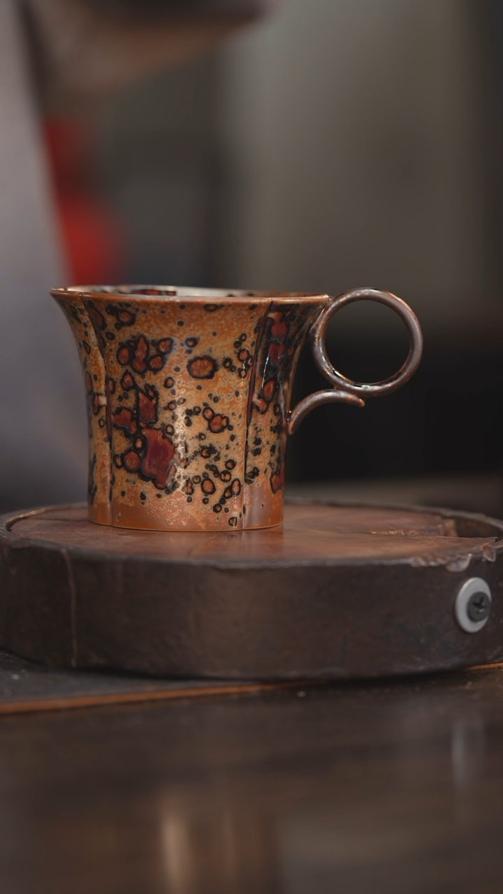 【闪购商品】杯151柴房陶瓷柴烧 斑鹿咖啡杯