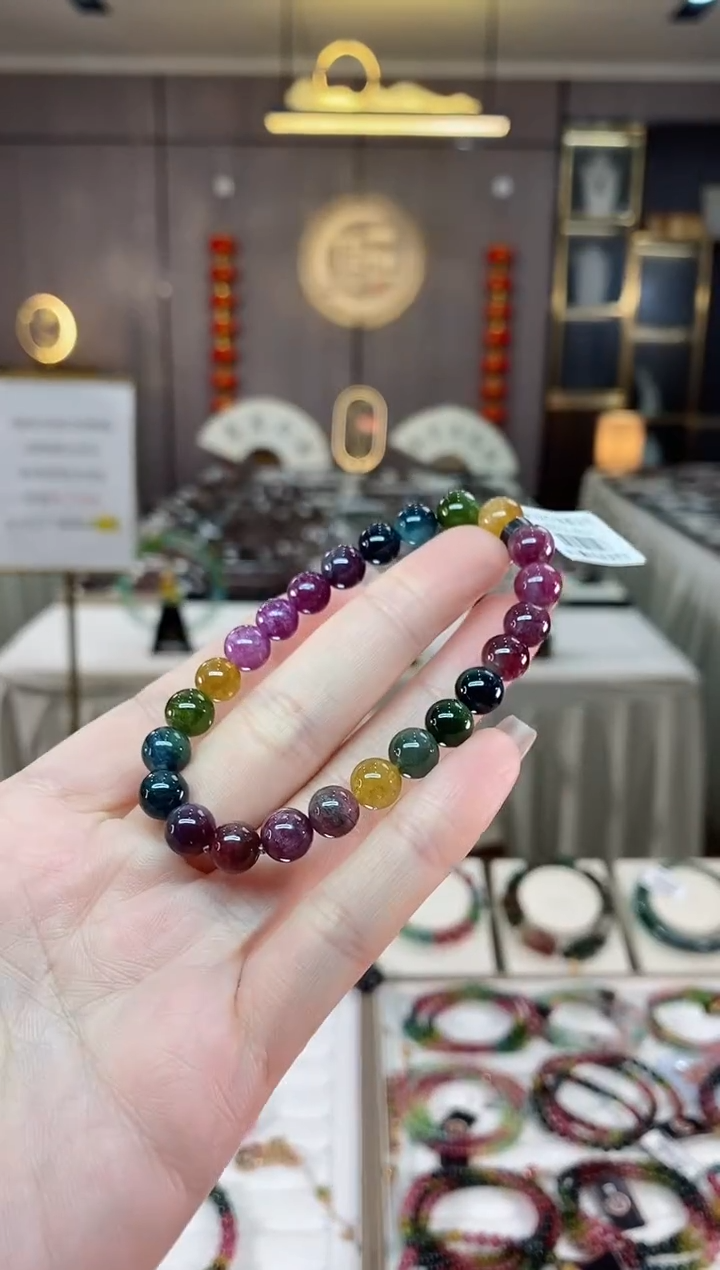 【闪购商品】碧玺单圈手串7mm+未镶嵌一物一证dan