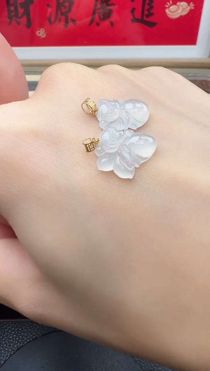 吊坠(不含链)18K金镶嵌翡翠仙子多样性发货其一