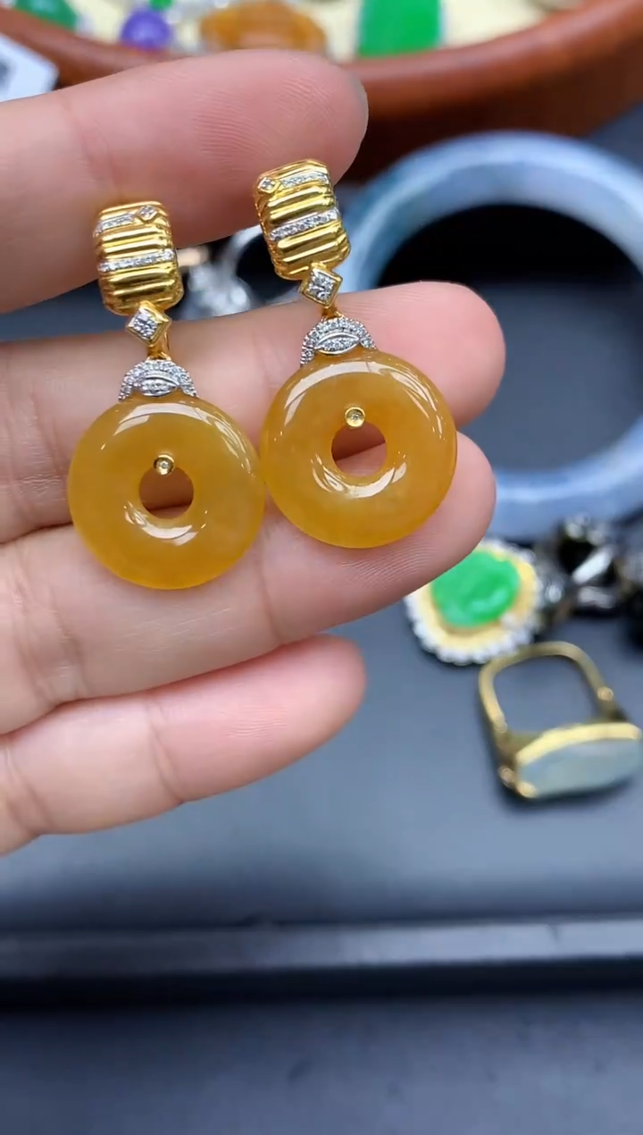 18K金镶嵌翡翠耳饰694-中国好珍宝