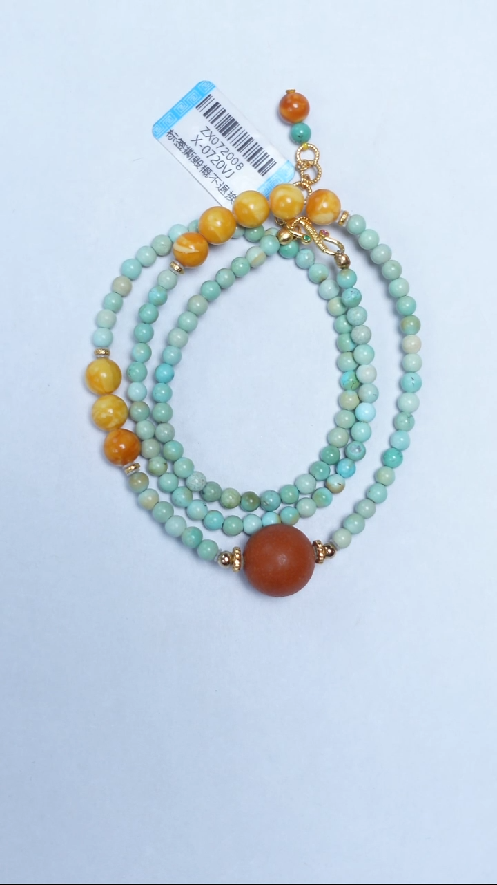 未镶嵌绿松石颈饰绿松石花蜡项链