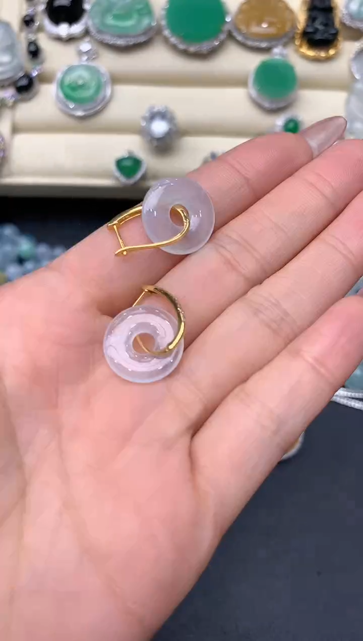 【闪购商品】翡翠耳饰18K金镶嵌337-中国好珍宝