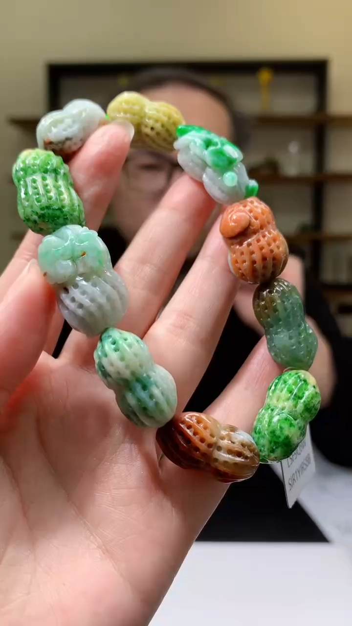 【闪购商品】定制翡翠未镶嵌8046yx-毛货手串125