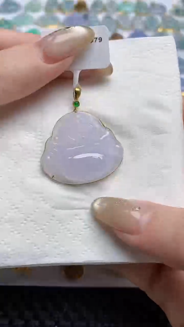 【闪购商品】翡翠颈饰18K金镶嵌天然A货翡翠 