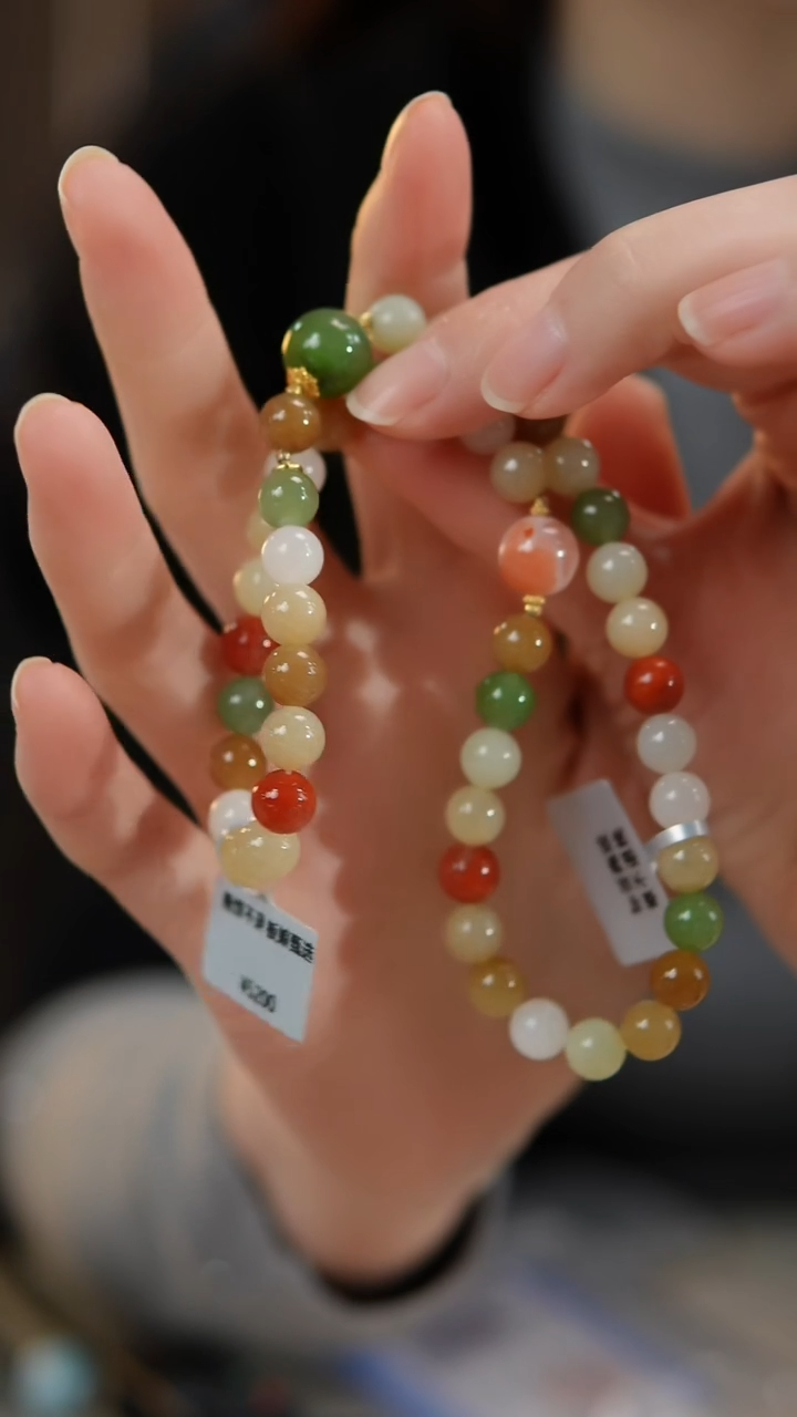 银S925镶嵌手链和田玉D33双圈