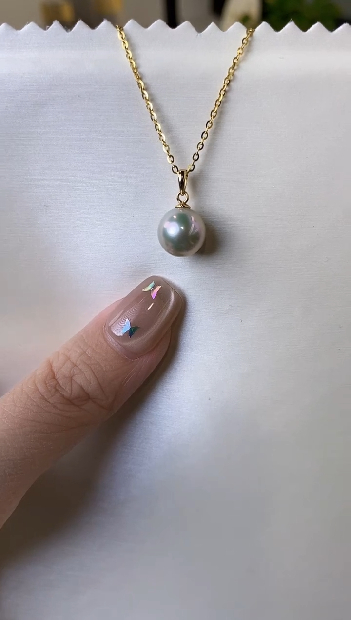 【闪购商品】海水珍珠吊坠(赠链)18K金镶嵌9-9.5真多麻吊坠