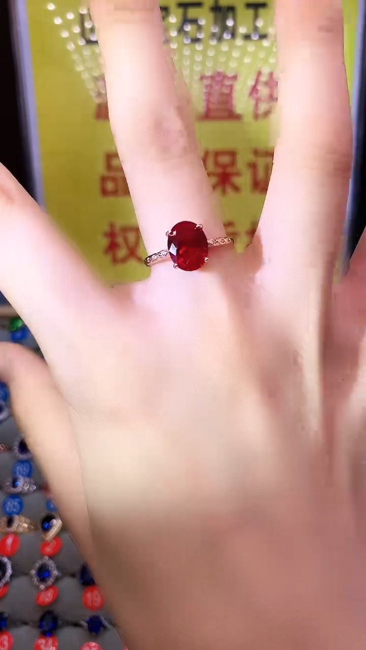 红宝石戒指银S925镶嵌........