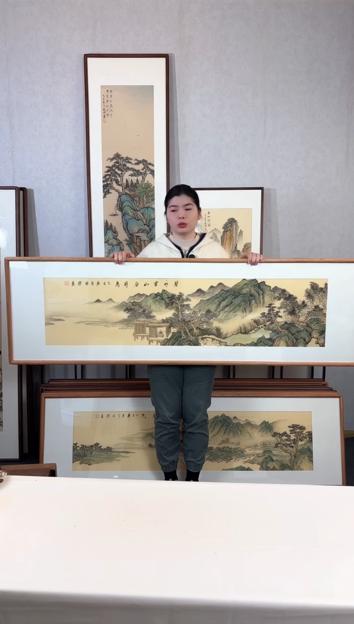 【闪购商品】国画手绘*碧水云山含诗意*52*172cm