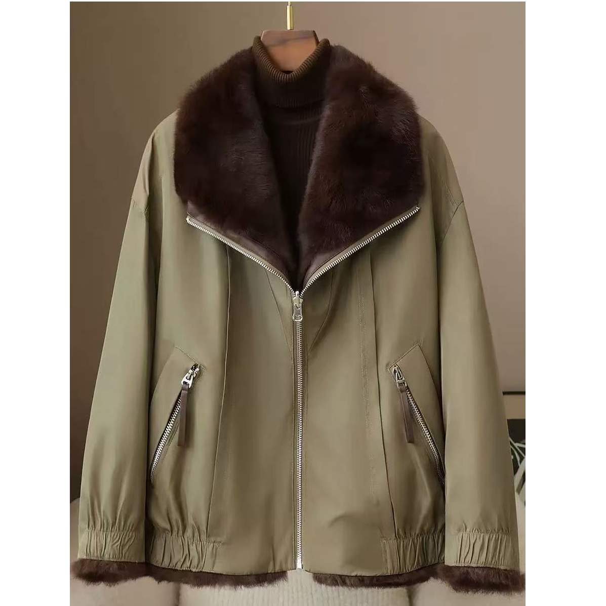 日系轻奢双面穿高档派克服2025冬季加厚保暖女式休闲兔毛内胆外套