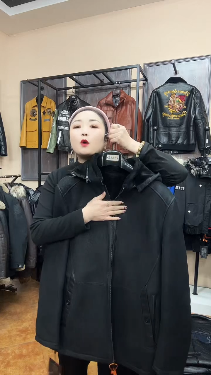 羊皮羊毛夹克145-160斤