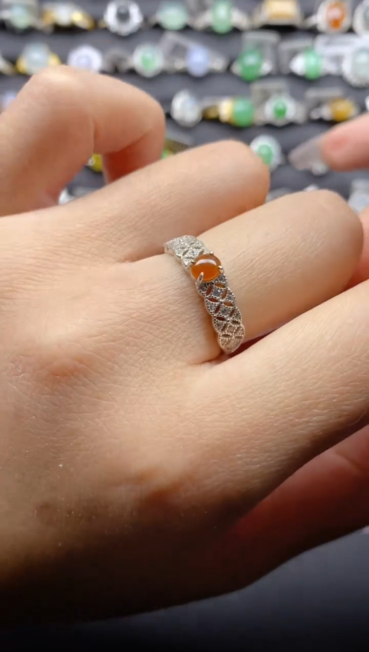 【闪购商品】翡翠戒指银S925镶嵌S925银镶嵌翡翠戒指