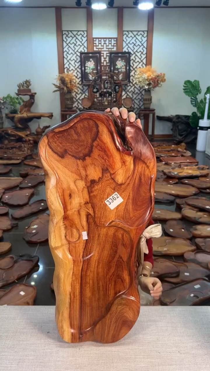 【闪购商品】大果紫檀（缅甸花梨）茶盘3362