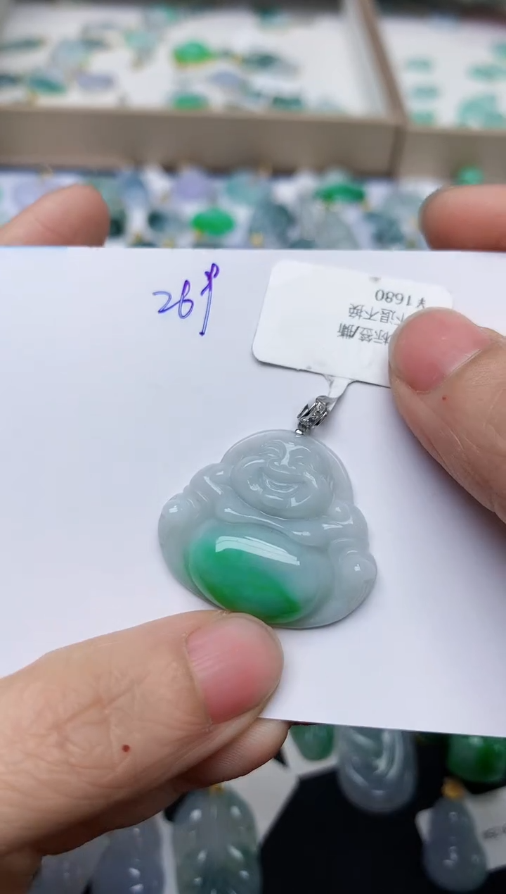 【闪购商品】翡翠颈饰18K金镶嵌天然翡翠A货    