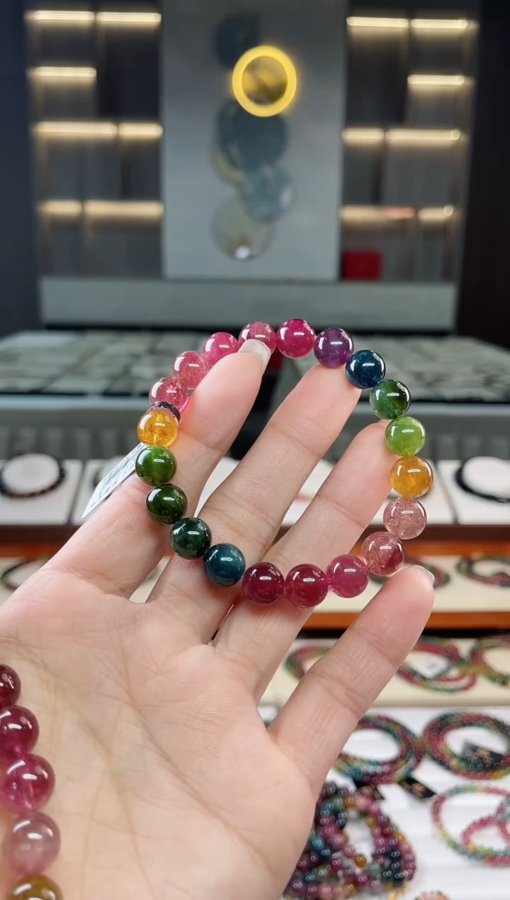 未镶嵌老矿碧玺单圈手串9mm+碧玺多样性发一条T