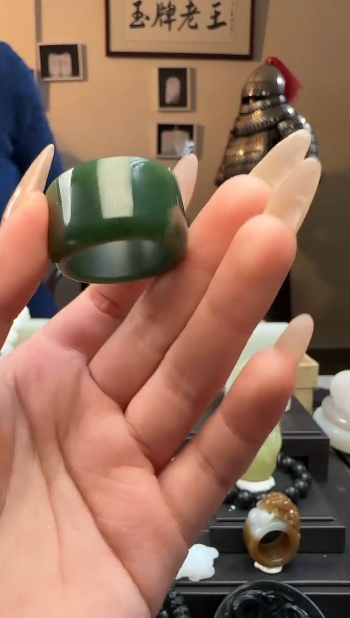 【闪购商品】和田玉碧玉扳指未镶嵌22