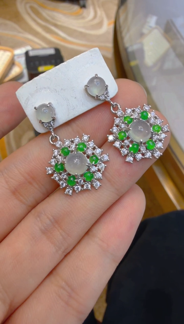 银S925镶嵌翡翠耳饰多样性团购发一件