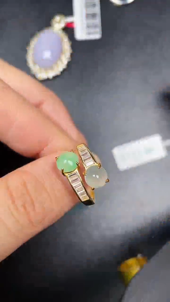 银S925镶嵌戒指翡翠3350