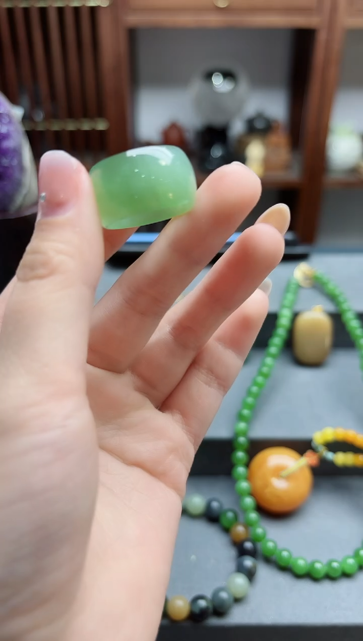 【闪购商品】和田玉指环未镶嵌猫眼碧玉指环17-18号 BDD赠皮绳