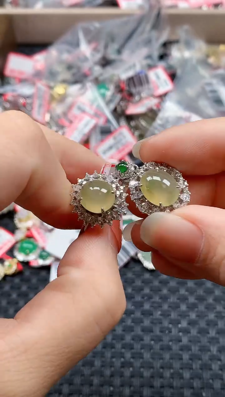 银S925镶嵌戒指翡翠天然A货缅甸翡翠