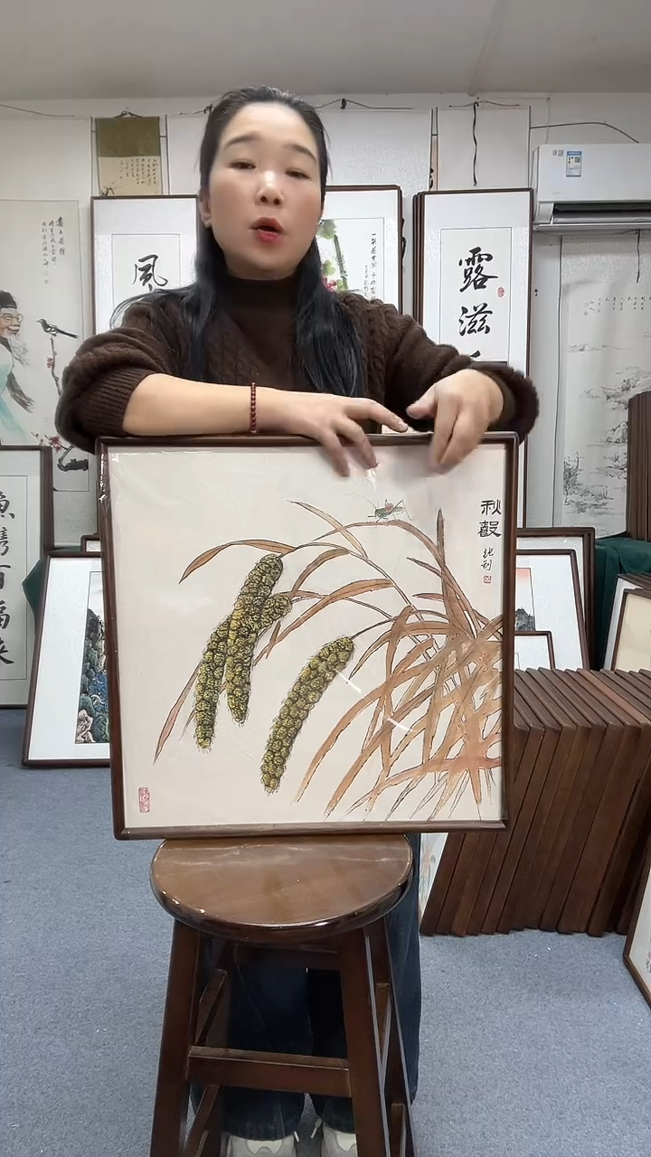 国画尺寸52*52木画框京东包邮手绘