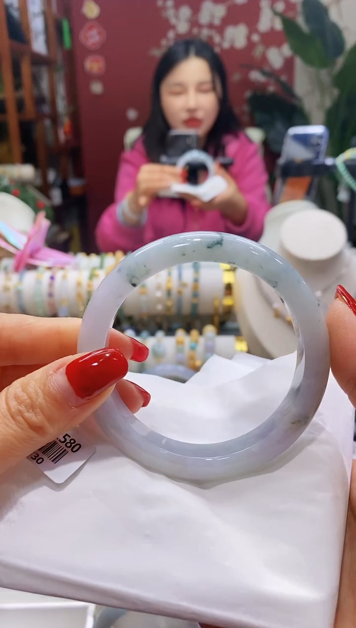 【闪购商品】翡翠手镯未镶嵌23大圈飘花60.0/12.5*8.6