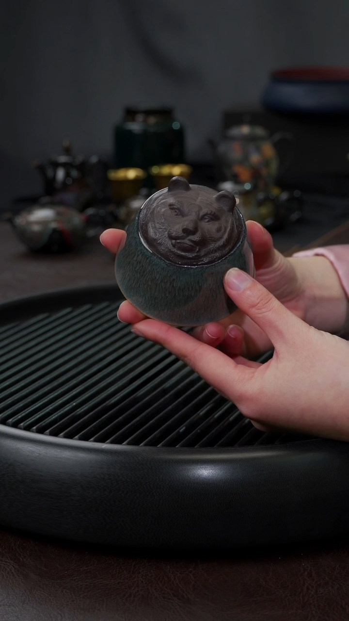 【闪购商品】杯【宜景窑天目釉青釉系列】虎杯