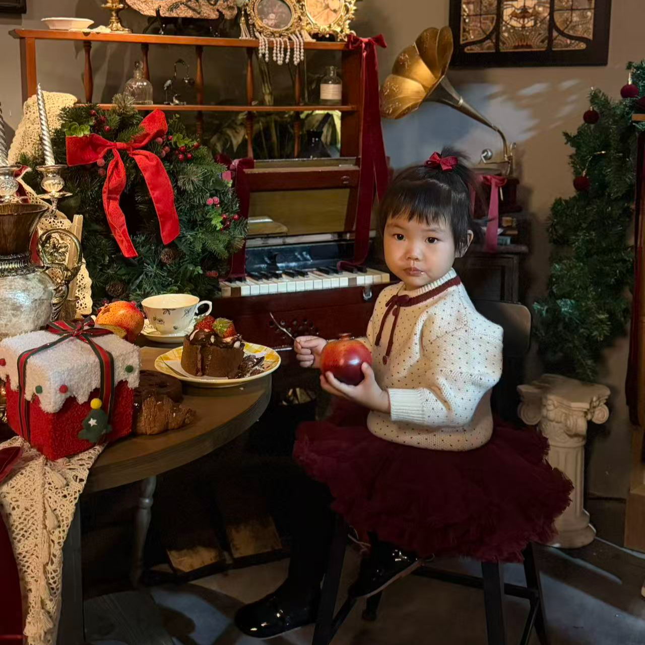 【星露丸子】礼服红色tutu裙女宝常规款公主蓬蓬裙婴儿宝宝秋冬