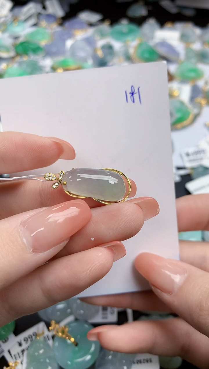 【闪购商品】翡翠颈饰18K金镶嵌天然缅甸翡翠A货