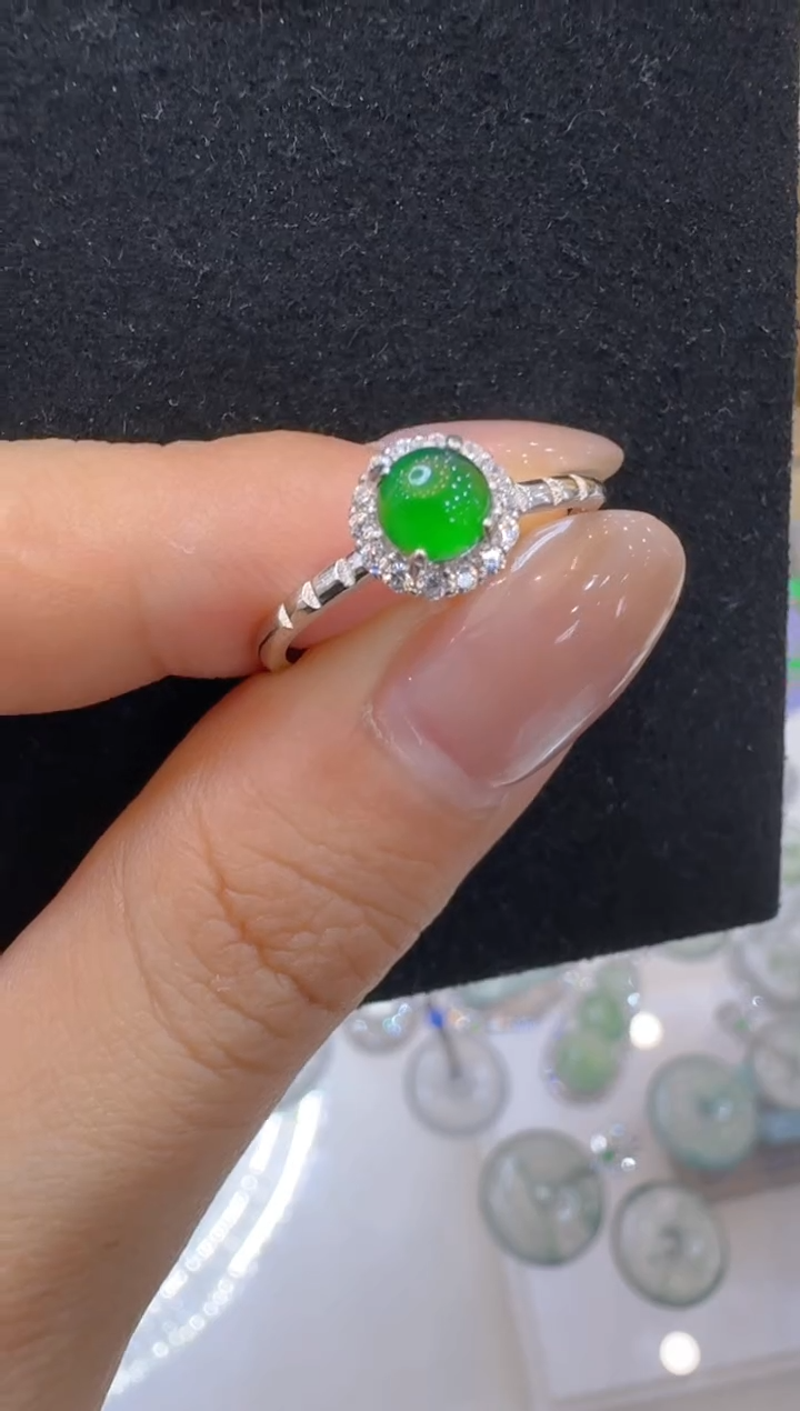 翡翠戒指银S925镶嵌多样性团购发一件