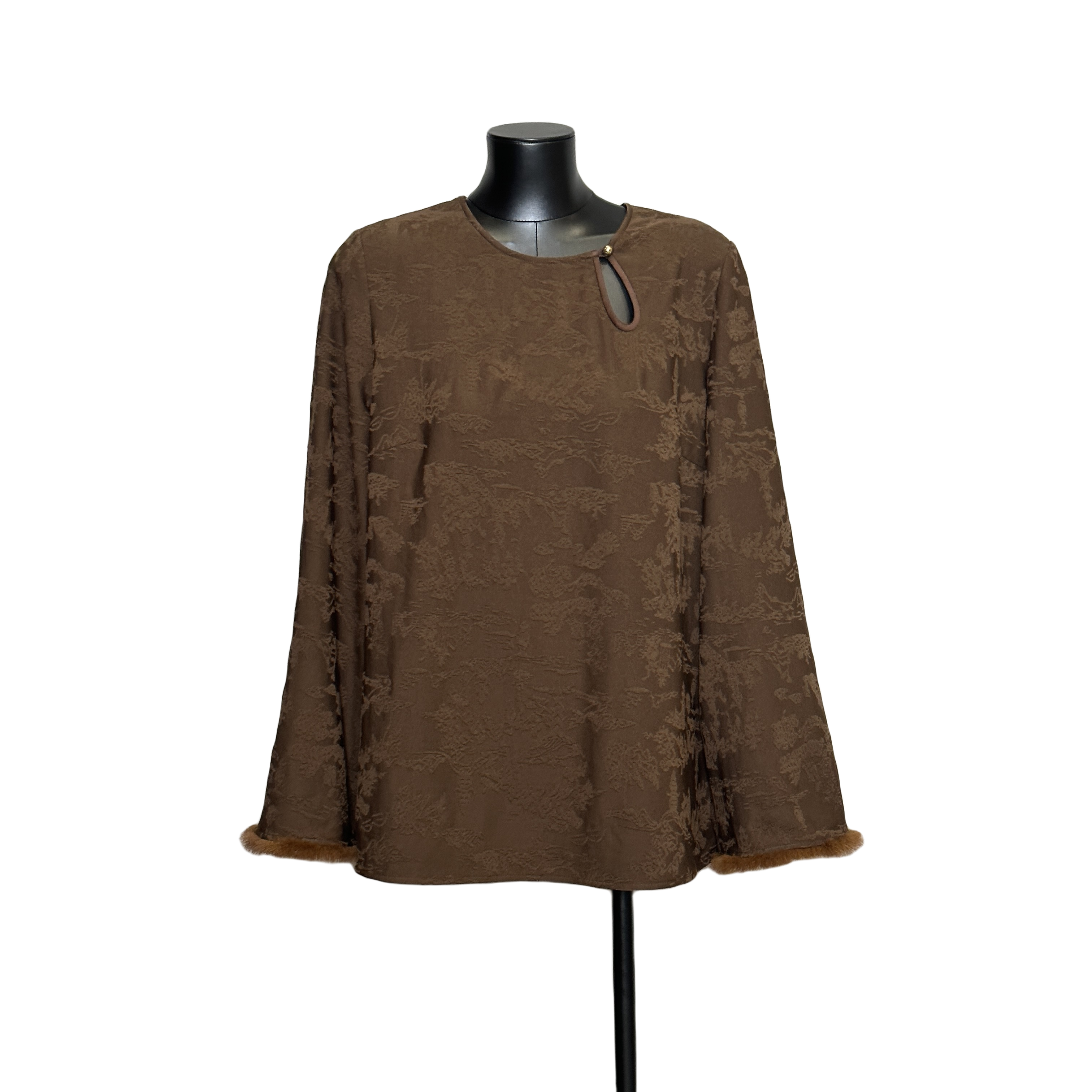 「利琪高订」 国风新中式时尚设计感轻奢夹棉拼毛衬衫上衣A4363