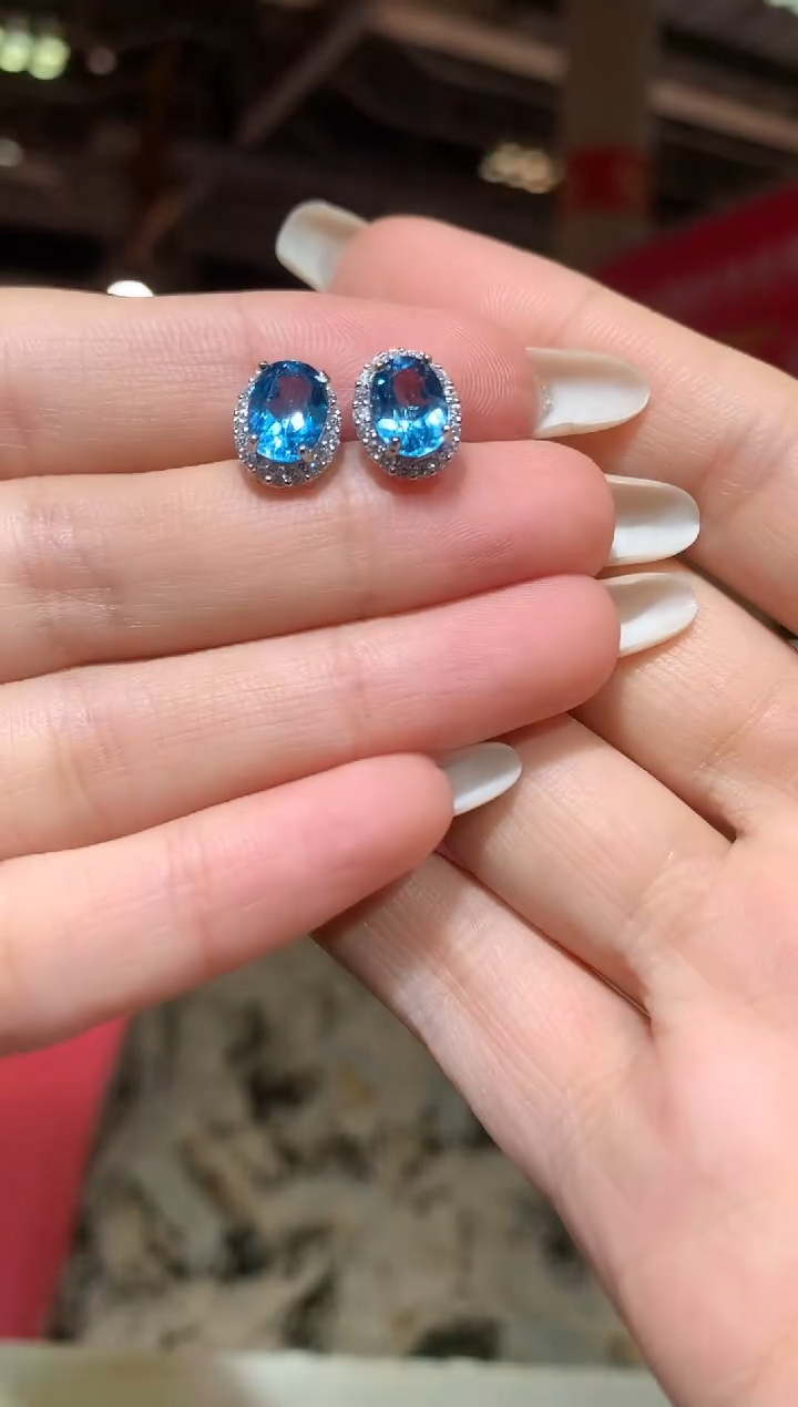 银S925镶嵌托帕石耳饰【宝石世家严选】