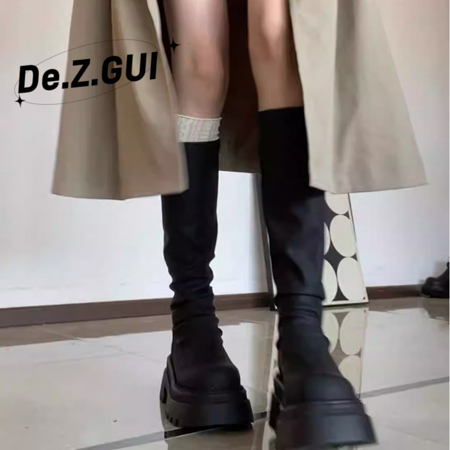 网红厚底长筒靴女堆堆靴2025新款秋冬韩版高筒靴显瘦小个子瘦瘦靴