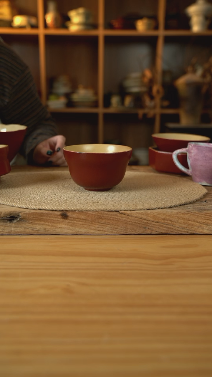 复古红系列的5英寸葫芦米饭碗1个