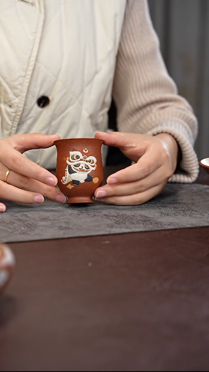 茶杯紫泥宝瓶杯熊猫