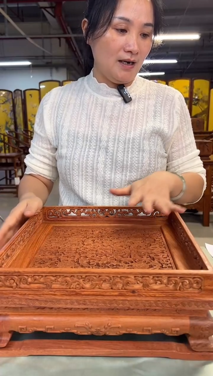 木DZ1509AM38缠枝纹茶盘