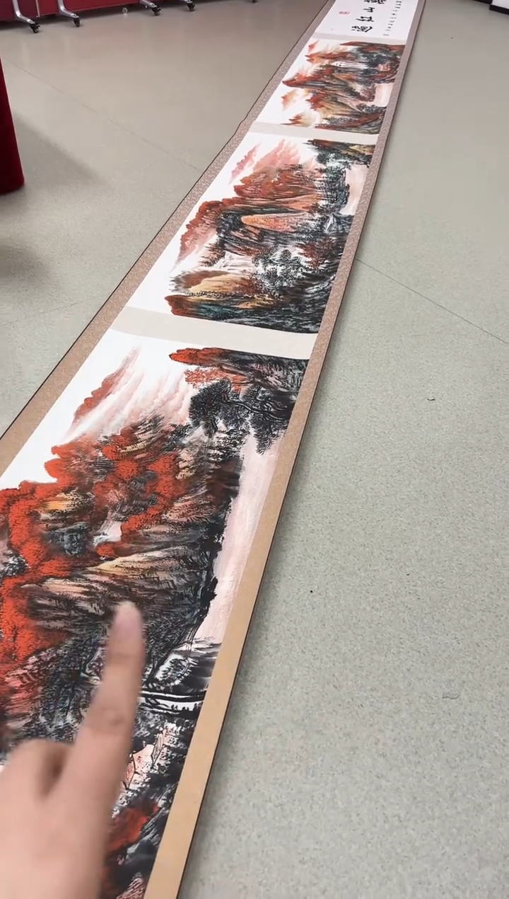 国画沈石田老师山水长卷作品