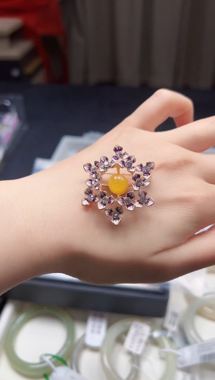 【闪购商品】琥珀颈饰未镶嵌蜜蜡胸针XY6282