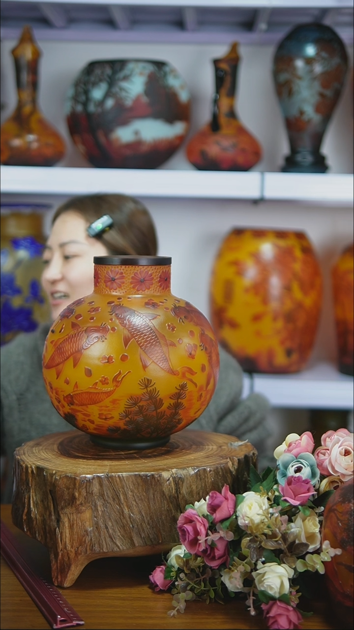 苏*苏一对灯笼瓶花瓶格雷
