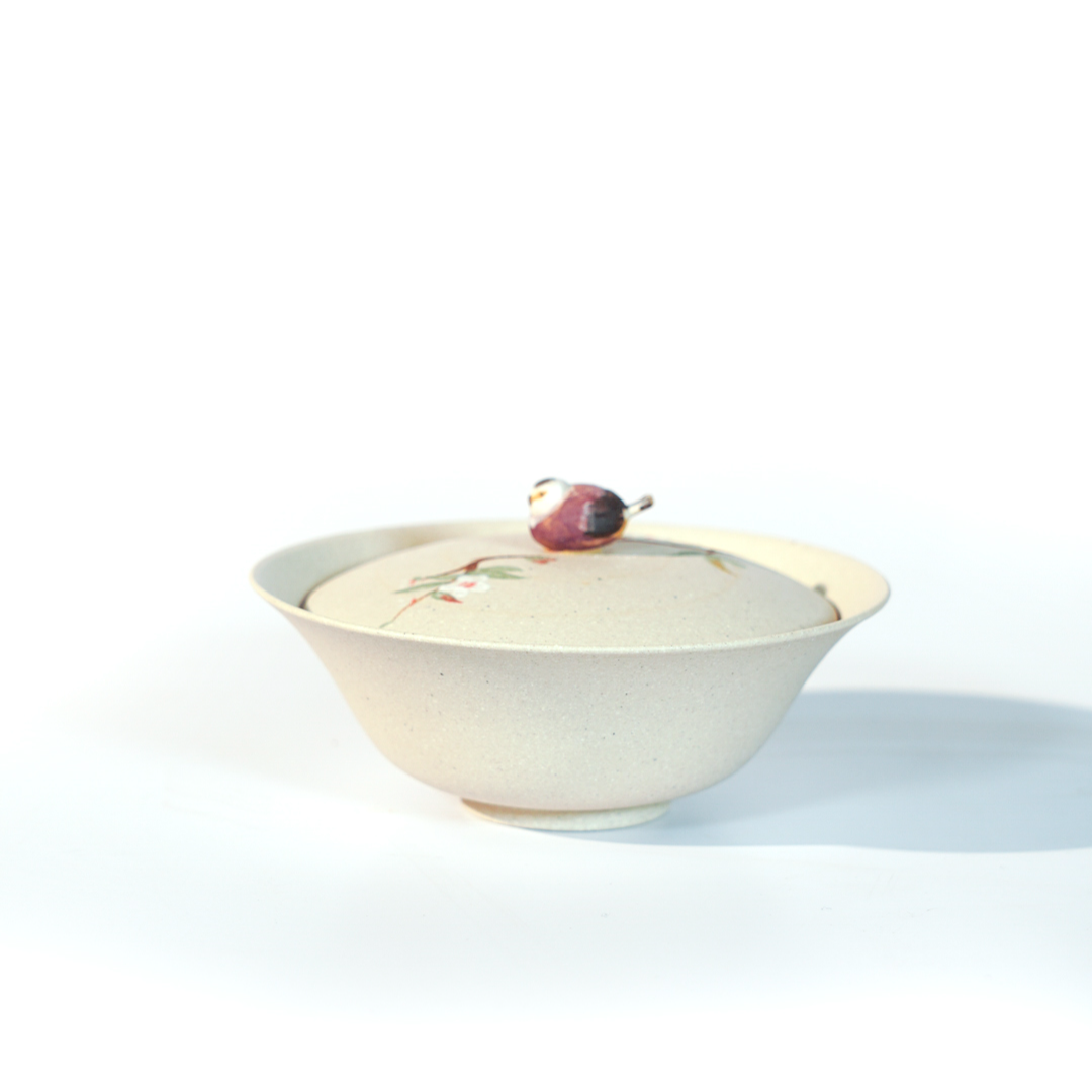  石榴精品《胖鸟盖碗》盖碗 白段泥 150cc