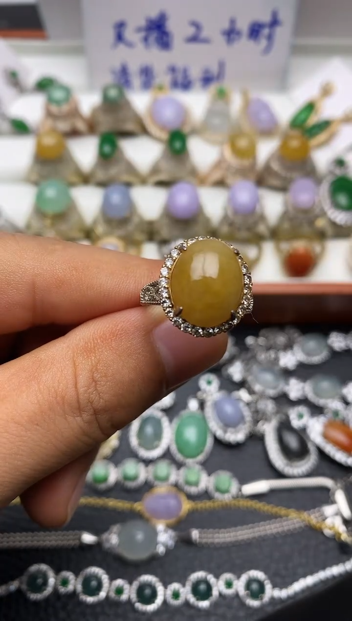 银S925镶嵌戒指翡翠/0026