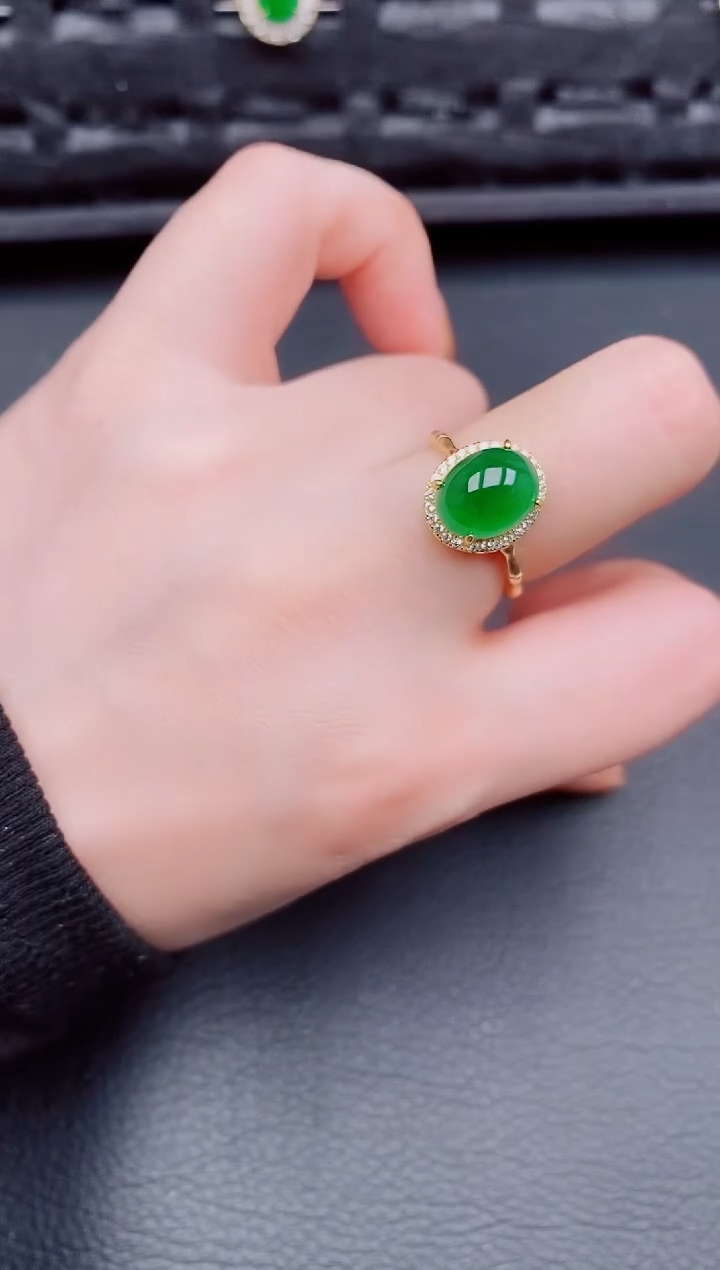 【闪购商品】翡翠戒指银S925镶嵌天然a货翡翠248