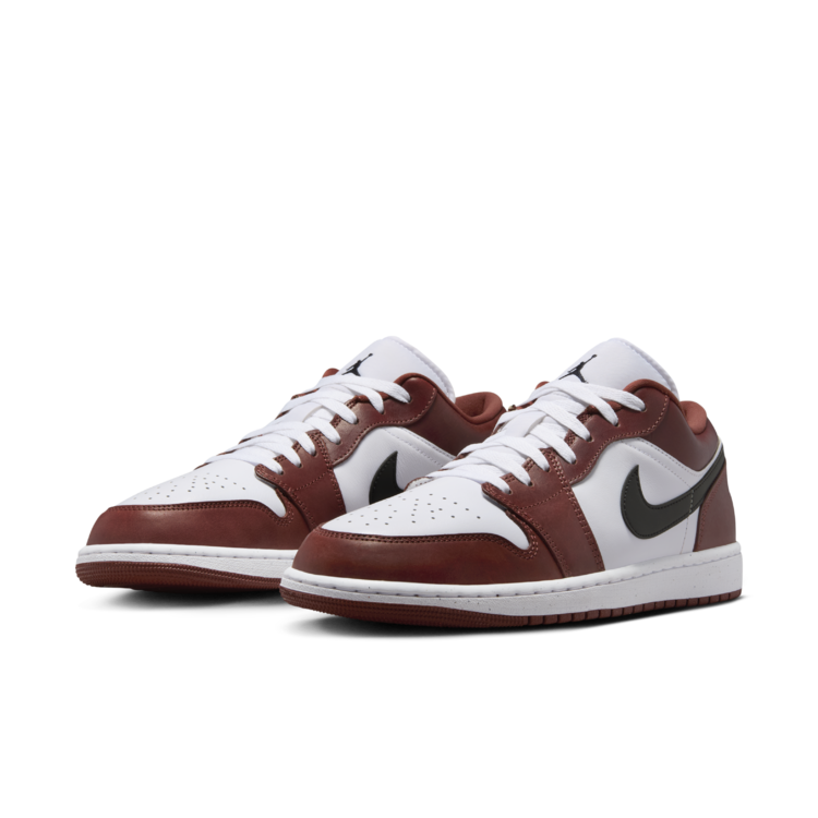 Nike/耐克官方正品 AirJordan 1 男子低帮白红休闲鞋HF3148-102