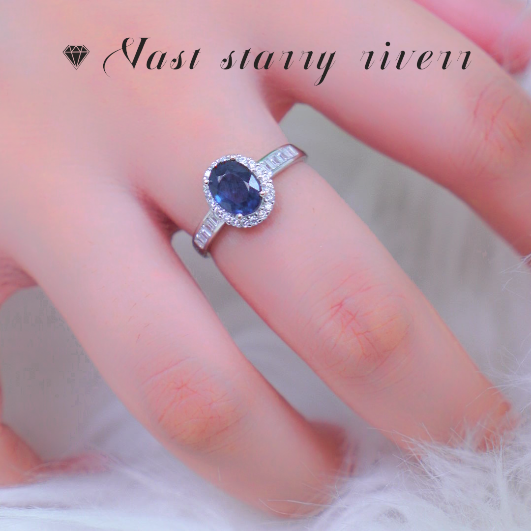 AFLBJ225-S925银天然蓝宝石戒指（主石约：1.5CT）