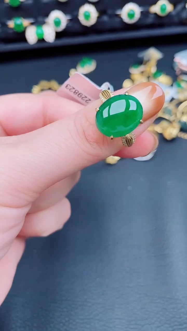 【闪购商品】翡翠戒指银S925镶嵌天然a货翡翠115