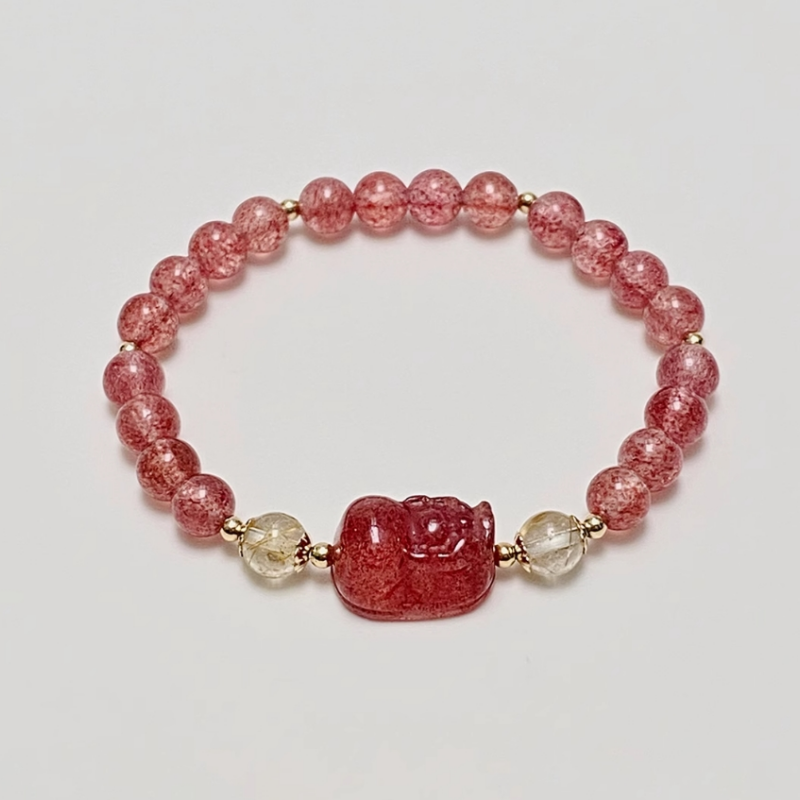 草莓晶串珠手链女款学生闺蜜礼物高级感小众手串多样性发一